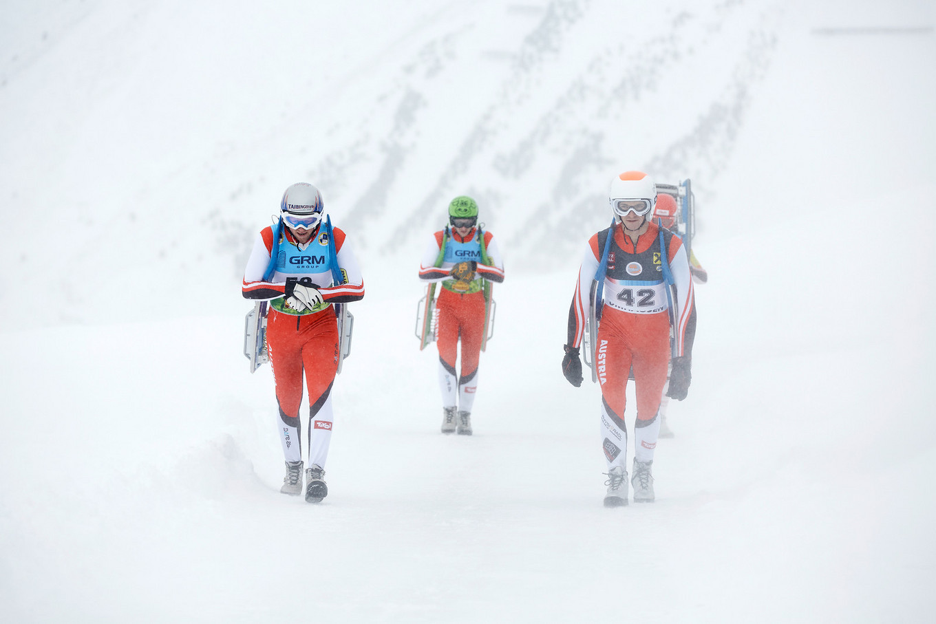 Team Rodel Austria Trainingskurs Kühtai Tirol. Fotocredit: W+K Foto Naturbahnrodeln Trainingskurs Österreichischer Rodelverband. Im Bild Florian Glatzl, Thomas Kammerlander, Michael Scheikl, Bernd Neurauther